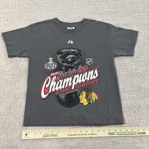 2010 Stanley Cup Champions Shirt Youth Large Chicago Blackhawks NHL Gray
